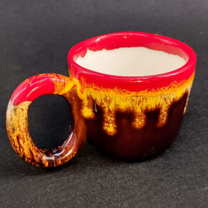 Melted fire coffee cup - Handmade and hand painted by the artist